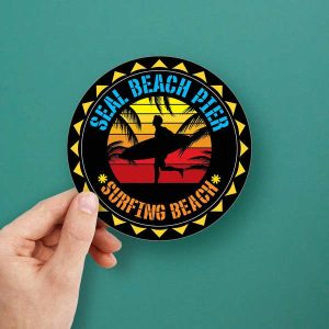 Alternative view of Seal Beach Pier Surfing Sticker
