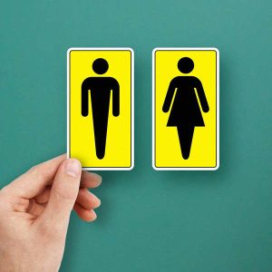 Alternative view of Unisex Restroom Sign Stickers